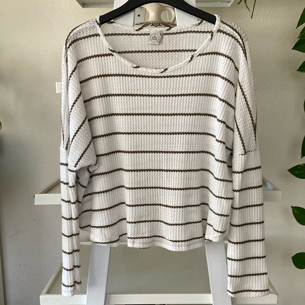 Paper Crane drop-shoulder striped top L